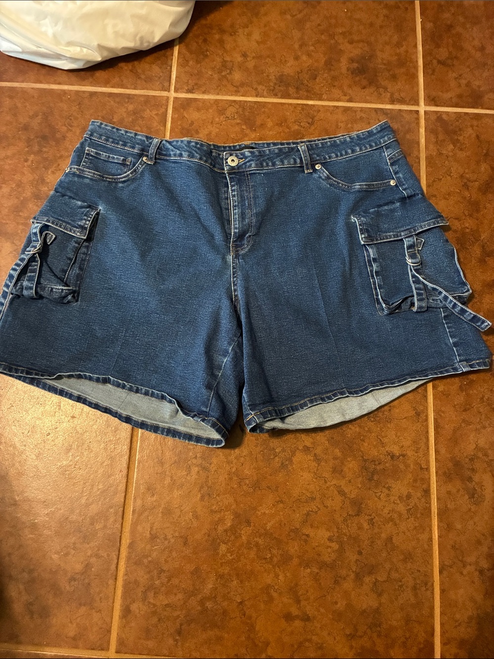 Ashley Stewart Dark Blue Denim Cargo Shorts